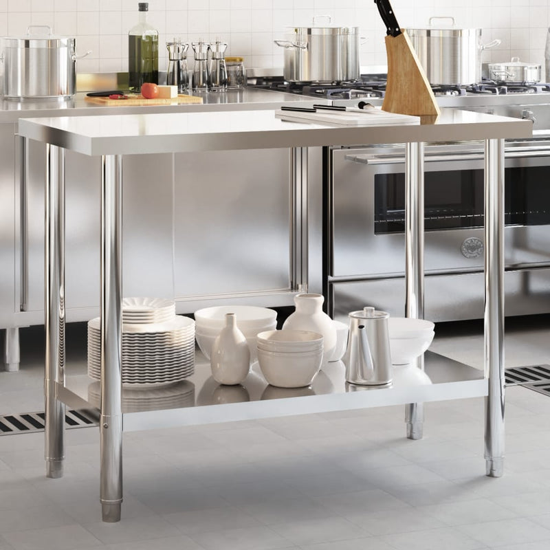 Table de travail pour cuisine en acier inoxydable haut de gamme