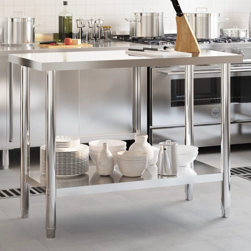 Table de travail pour cuisine en inox durable et compacte