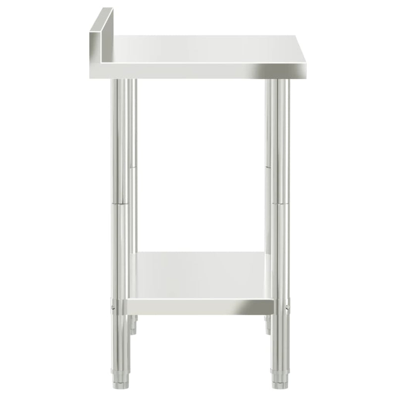 Table de travail pour cuisine solide en inox avec dosseret