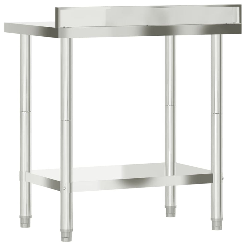 Table de travail pour cuisine solide en inox avec dosseret