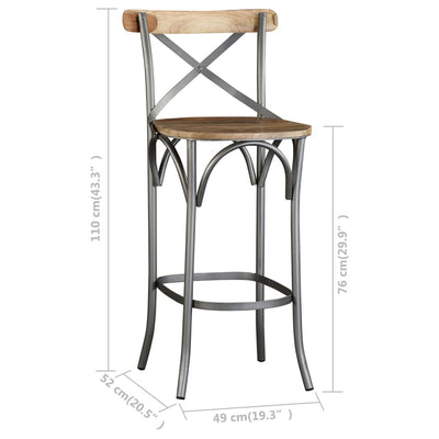 Tabouret pour bar unique en bois de manguier rustique et durable